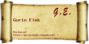 Gurin Elek névjegykártya